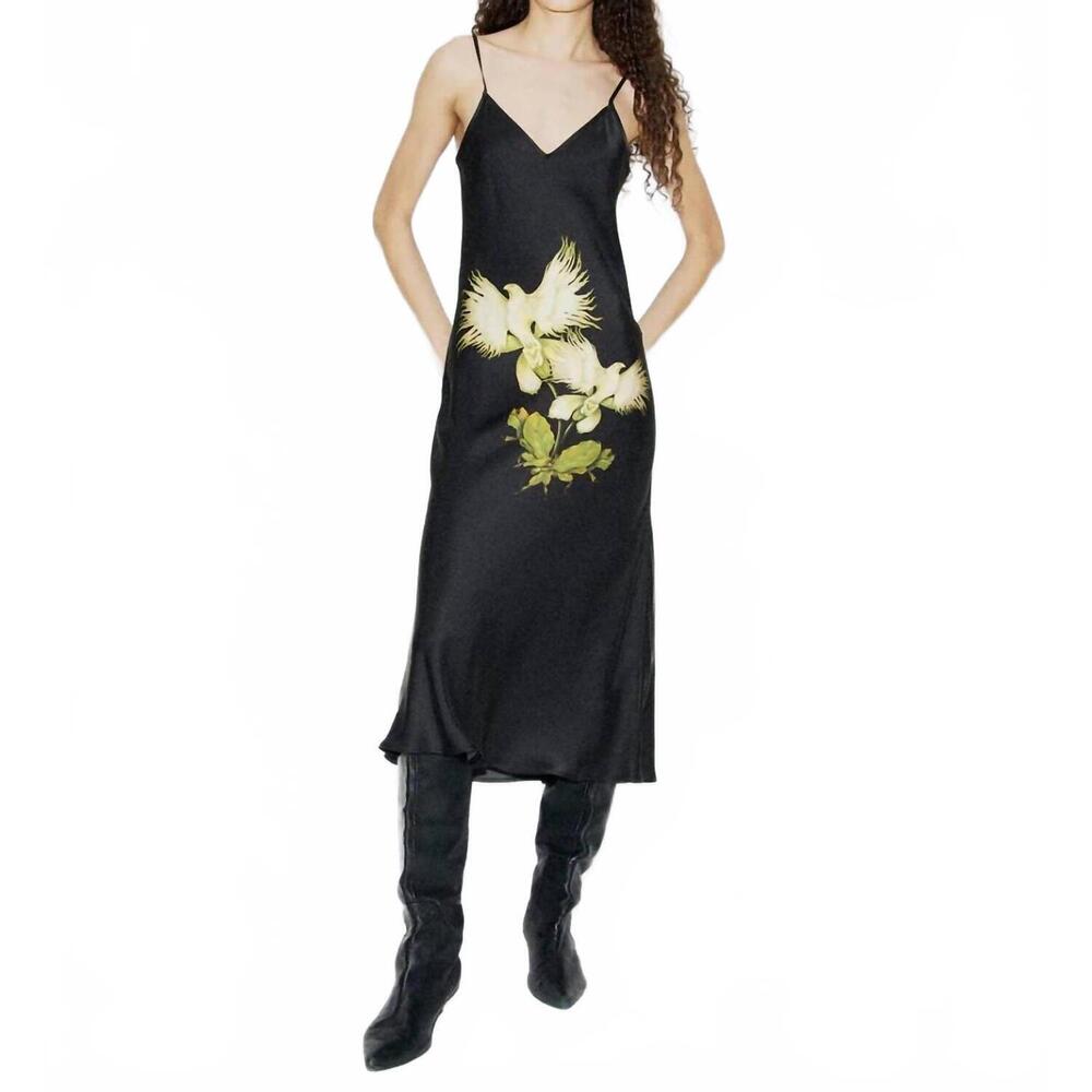 NEW SILK LAUNDRY 90s slip midi dress in egret